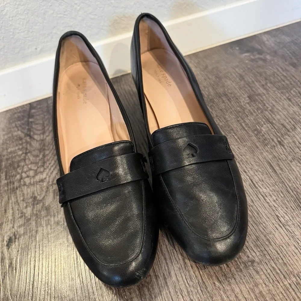 Kate Spade Loafers‎ Women's 8.5 M Loafer Heels Black Leather
